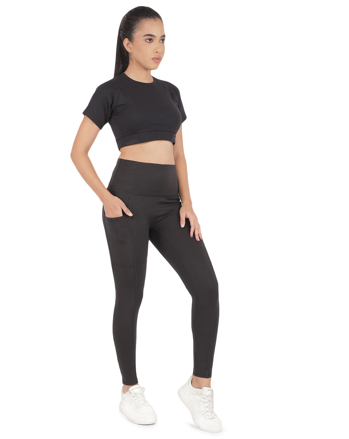 Grace Yoga Sets Black With Side Pocket