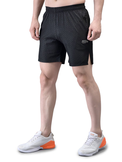 Slit Matrix Black Shorts