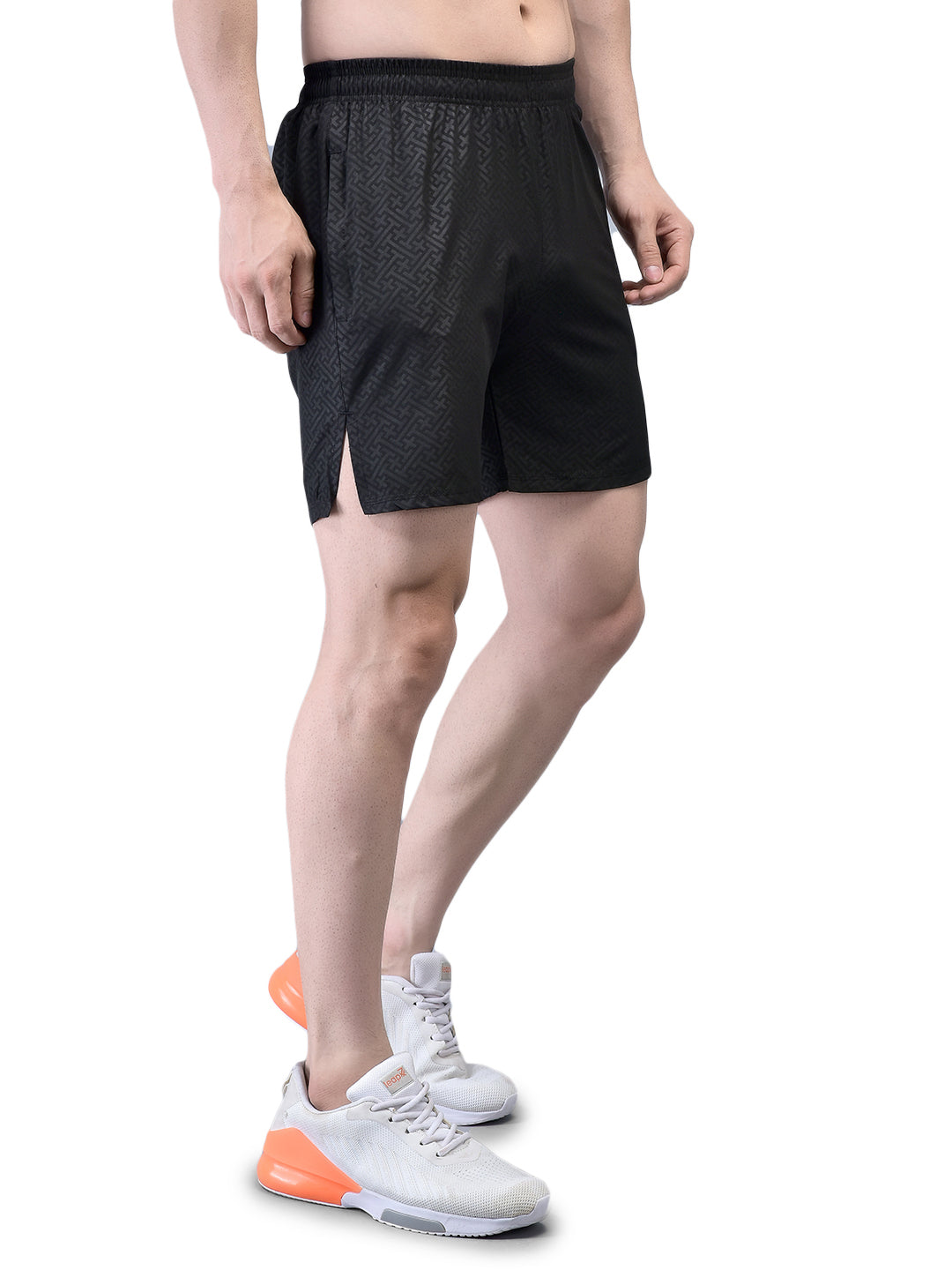 Slit Matrix Black Shorts