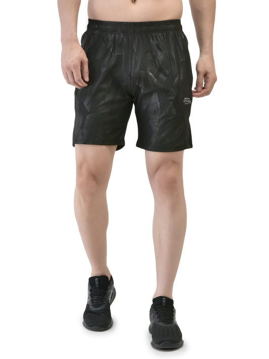 Slit Dynamic Hex Black Shorts