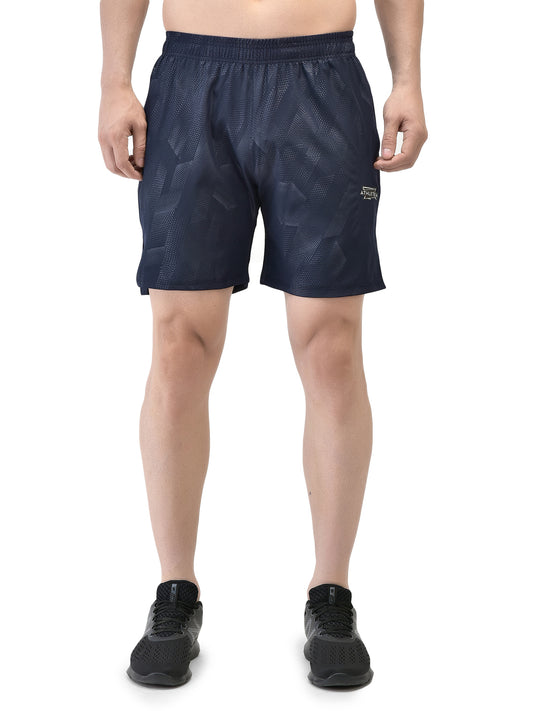 Slit Dynamic Hex Navy Blue Shorts