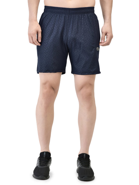 Slit Matrix Navy Blue Shorts