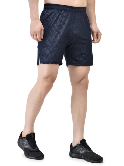 Slit Matrix Navy Blue Shorts