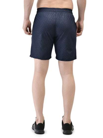 Slit Matrix Navy Blue Shorts